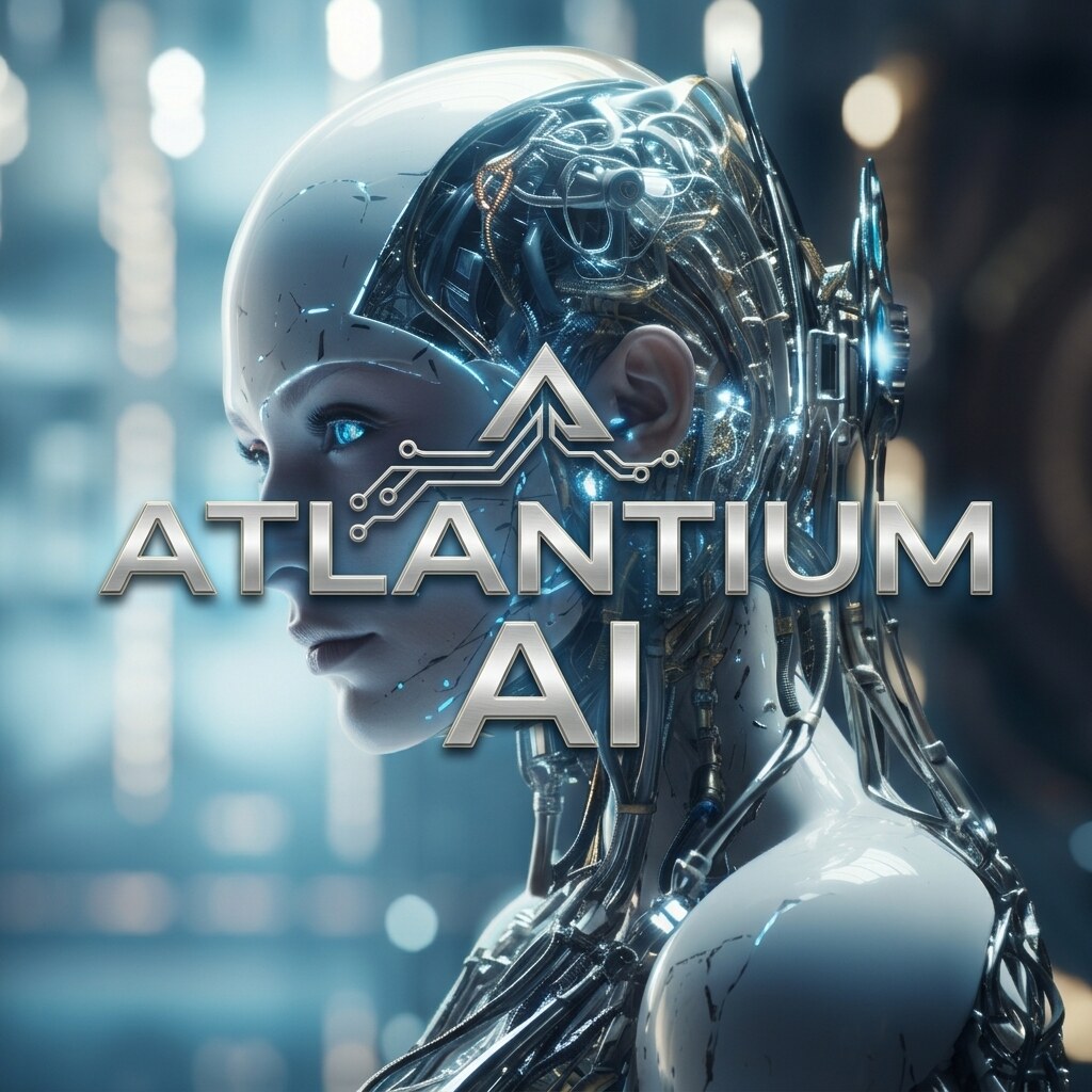 Atlantium AI humanoid with illuminated circuitry